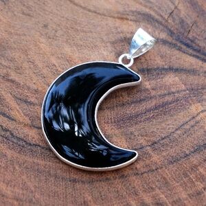 Black onyx moon pendant